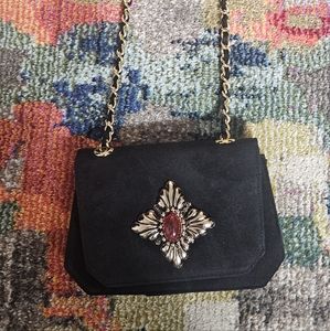 Black suede Evening bag